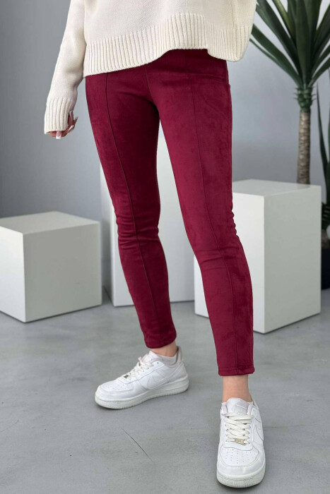 ONE COLOR SIMPLE WOMEN LEGGINGS BURGUNDY/VISHNJE 