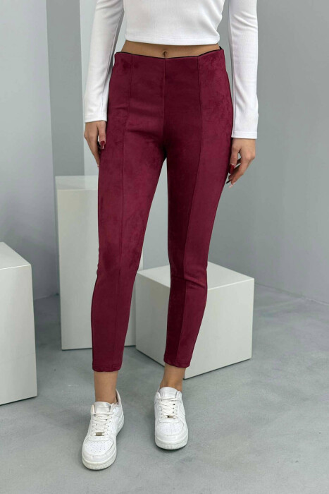 ONE COLOR SIMPLE WOMEN LEGGINGS BURGUNDY/VISHNJE - 8