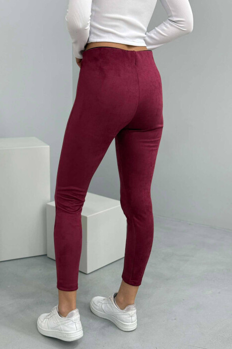 ONE COLOR SIMPLE WOMEN LEGGINGS BURGUNDY/VISHNJE - 9