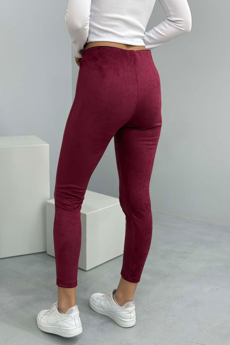 ONE COLOR SIMPLE WOMEN LEGGINGS BURGUNDY/VISHNJE - 3