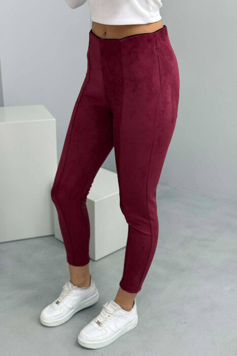 ONE COLOR SIMPLE WOMEN LEGGINGS BURGUNDY/VISHNJE - 10