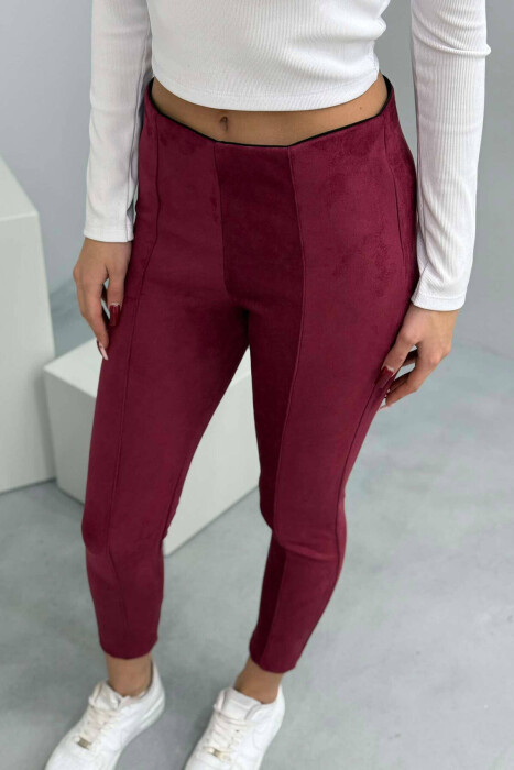 ONE COLOR SIMPLE WOMEN LEGGINGS BURGUNDY/VISHNJE - 11