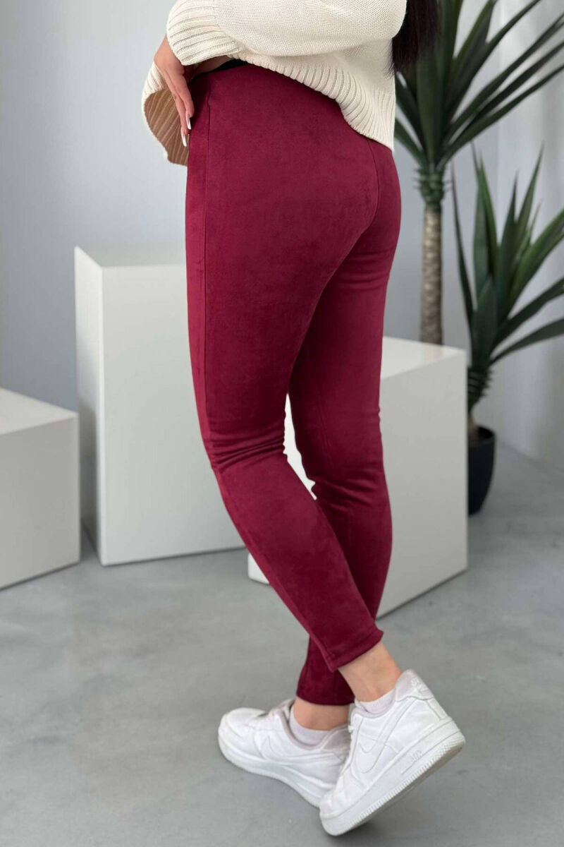 ONE COLOR SIMPLE WOMEN LEGGINGS BURGUNDY/VISHNJE - 3