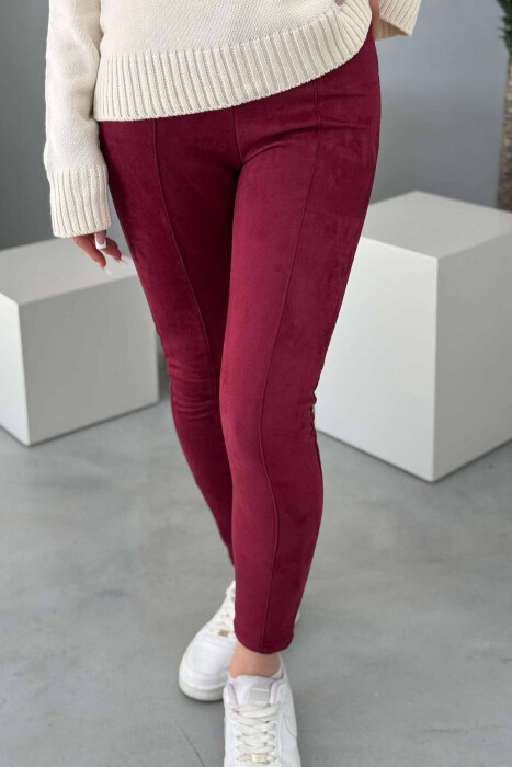 ONE COLOR SIMPLE WOMEN LEGGINGS BURGUNDY/VISHNJE - 4