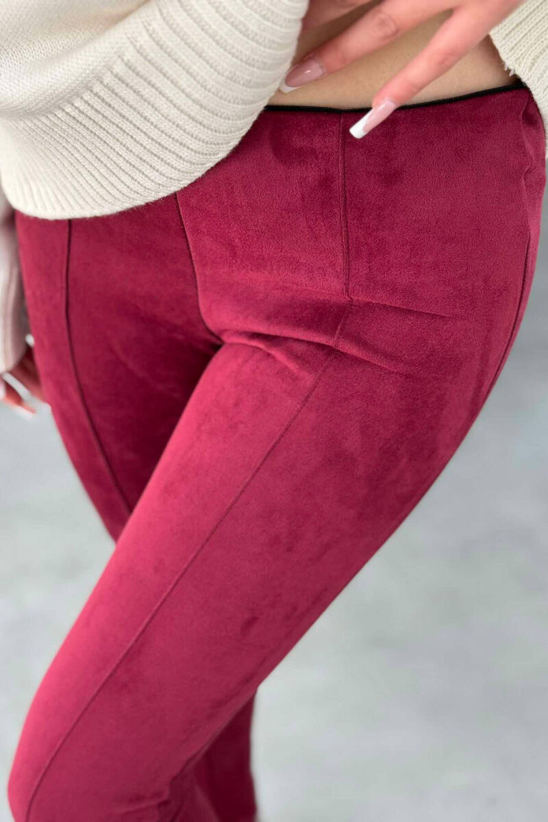 ONE COLOR SIMPLE WOMEN LEGGINGS BURGUNDY/VISHNJE - 5