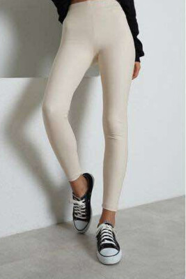 ONE COLOR SIMPLE WOMEN LEGGINGS CREAM/KREM 