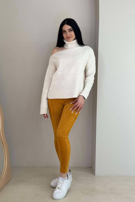 ONE COLOR SIMPLE WOMEN LEGGINGS MUSTARD/MUSTARDE 