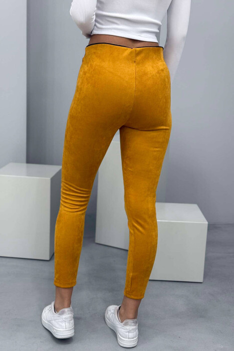 ONE COLOR SIMPLE WOMEN LEGGINGS MUSTARD/MUSTARDE - 3