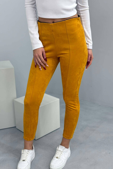 ONE COLOR SIMPLE WOMEN LEGGINGS MUSTARD/MUSTARDE - 9