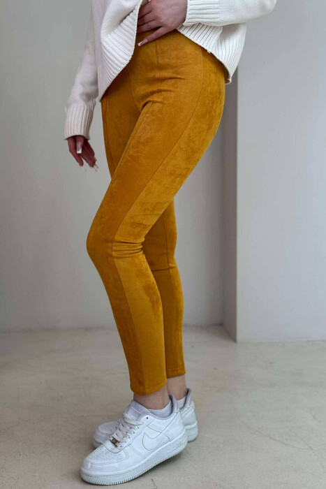 ONE COLOR SIMPLE WOMEN LEGGINGS MUSTARD/MUSTARDE - 8