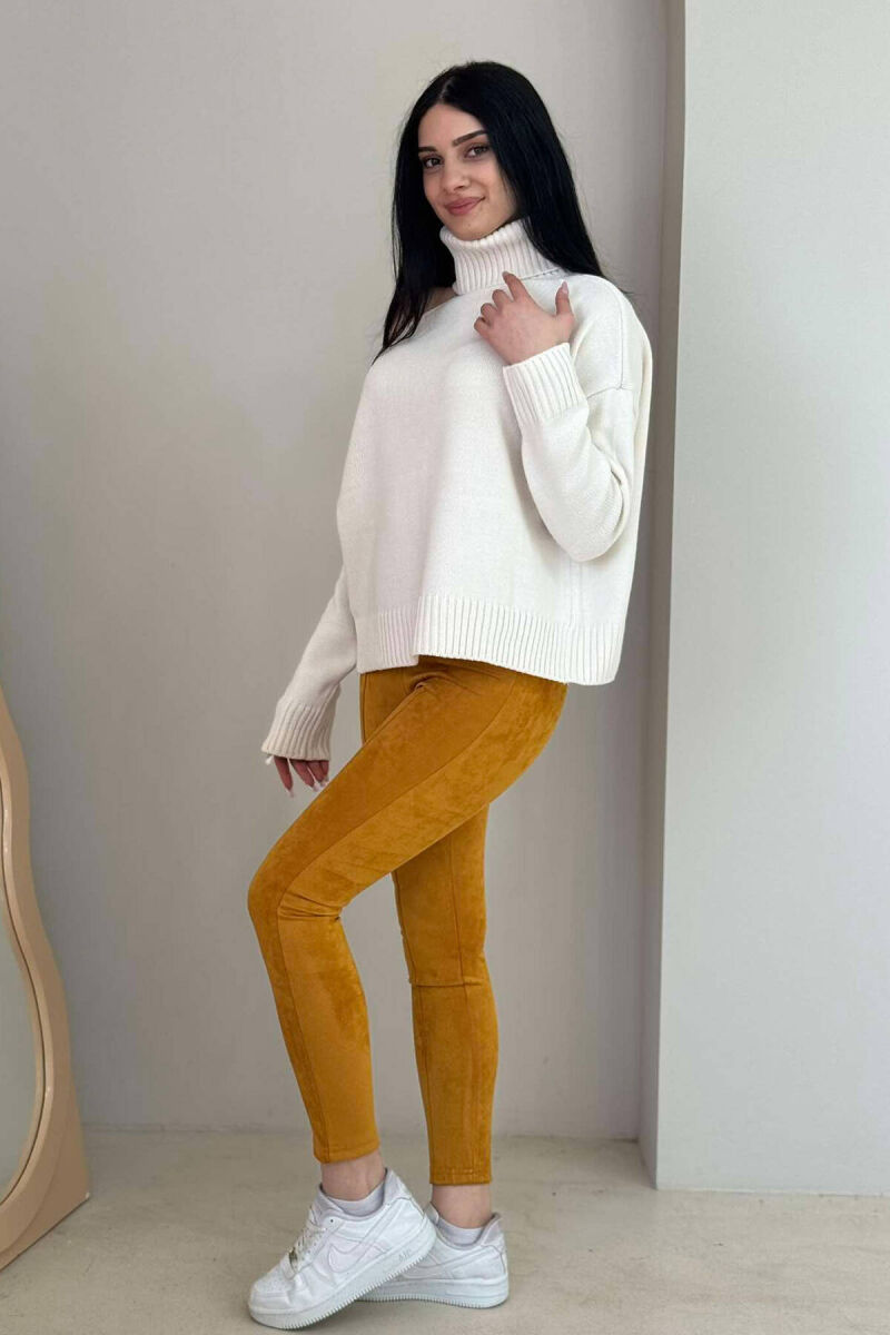 ONE COLOR SIMPLE WOMEN LEGGINGS MUSTARD/MUSTARDE - 2