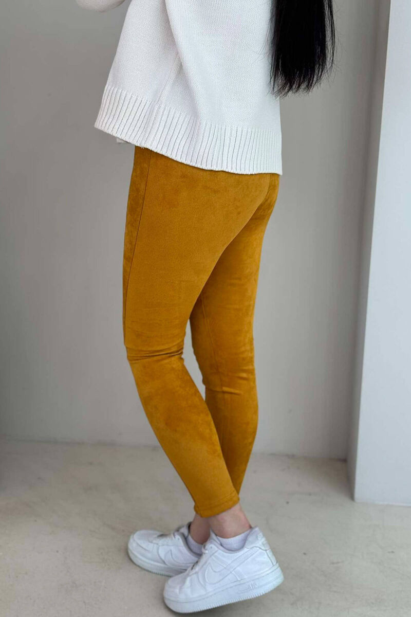 ONE COLOR SIMPLE WOMEN LEGGINGS MUSTARD/MUSTARDE - 4