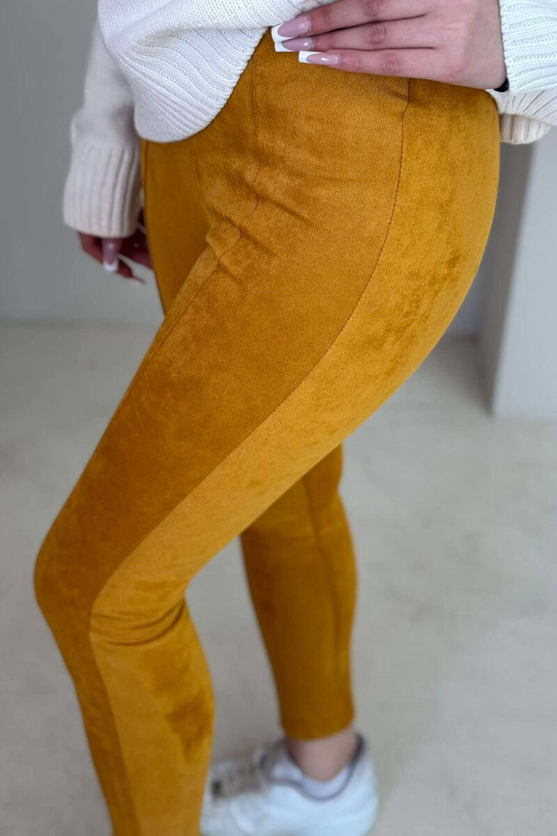 ONE COLOR SIMPLE WOMEN LEGGINGS MUSTARD/MUSTARDE - 5