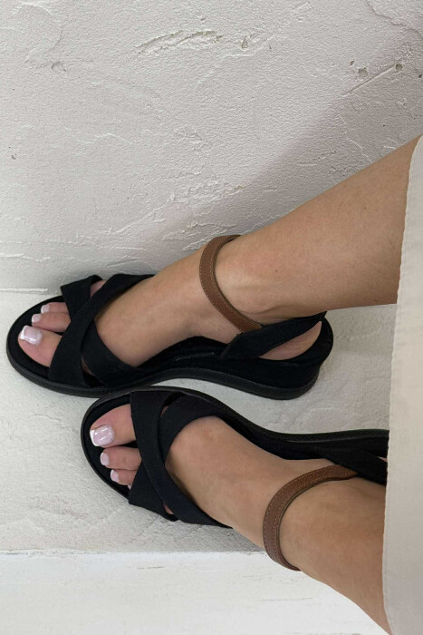 ONE COLOR SIMPLE WOMEN SANDALS BLACK/ E ZEZE - 5