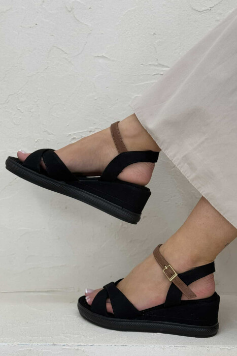 ONE COLOR SIMPLE WOMEN SANDALS BLACK/ E ZEZE - KLAUDIO FASHION
