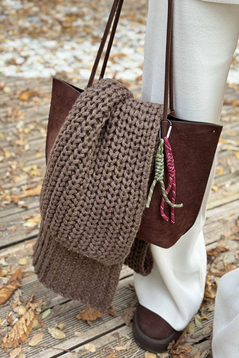 ONE COLOR SIMPLE WOMEN SCARF BROWN/KAFE - 6