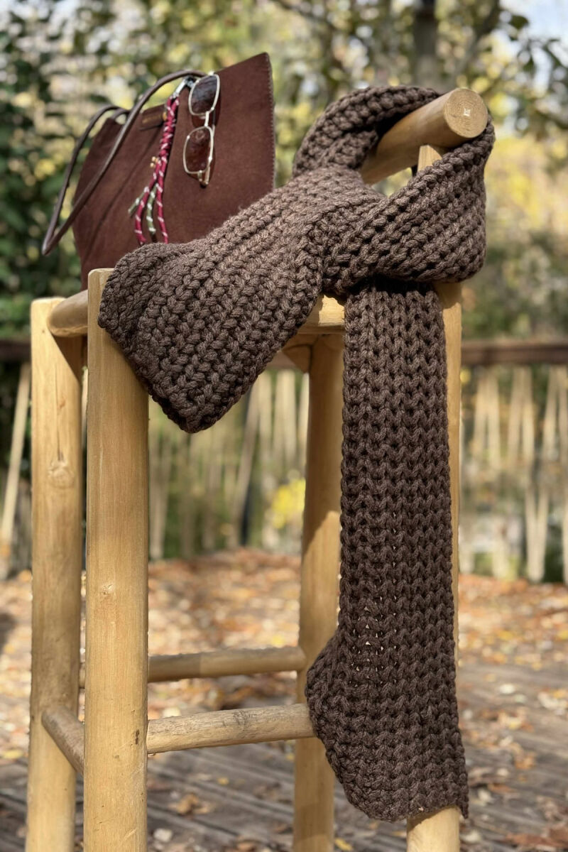 ONE COLOR SIMPLE WOMEN SCARF BROWN/KAFE - 8