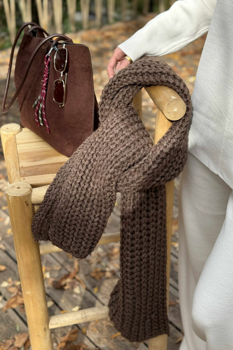 ONE COLOR SIMPLE WOMEN SCARF BROWN/KAFE - 9