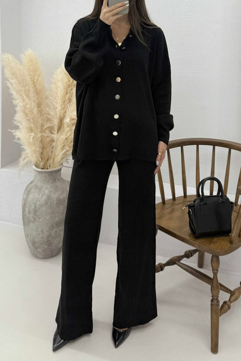 SHIRT+TROUSERS ONE COLOR KNIT WOMEN SET BLACK/ E ZEZE - 2