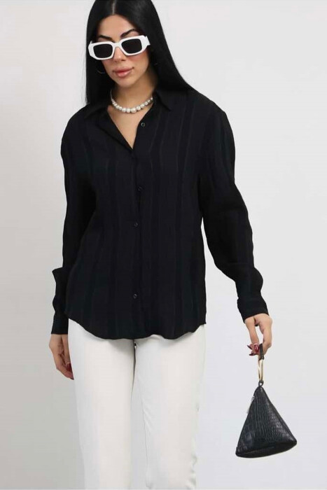 ONE COLOR SIMPLE WOMEN SHIRT BLACK/ E ZEZE - 1