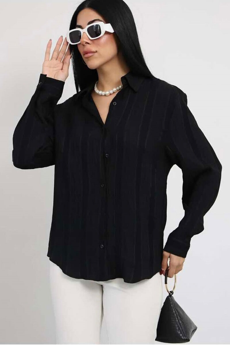 ONE COLOR SIMPLE WOMEN SHIRT BLACK/ E ZEZE - 2