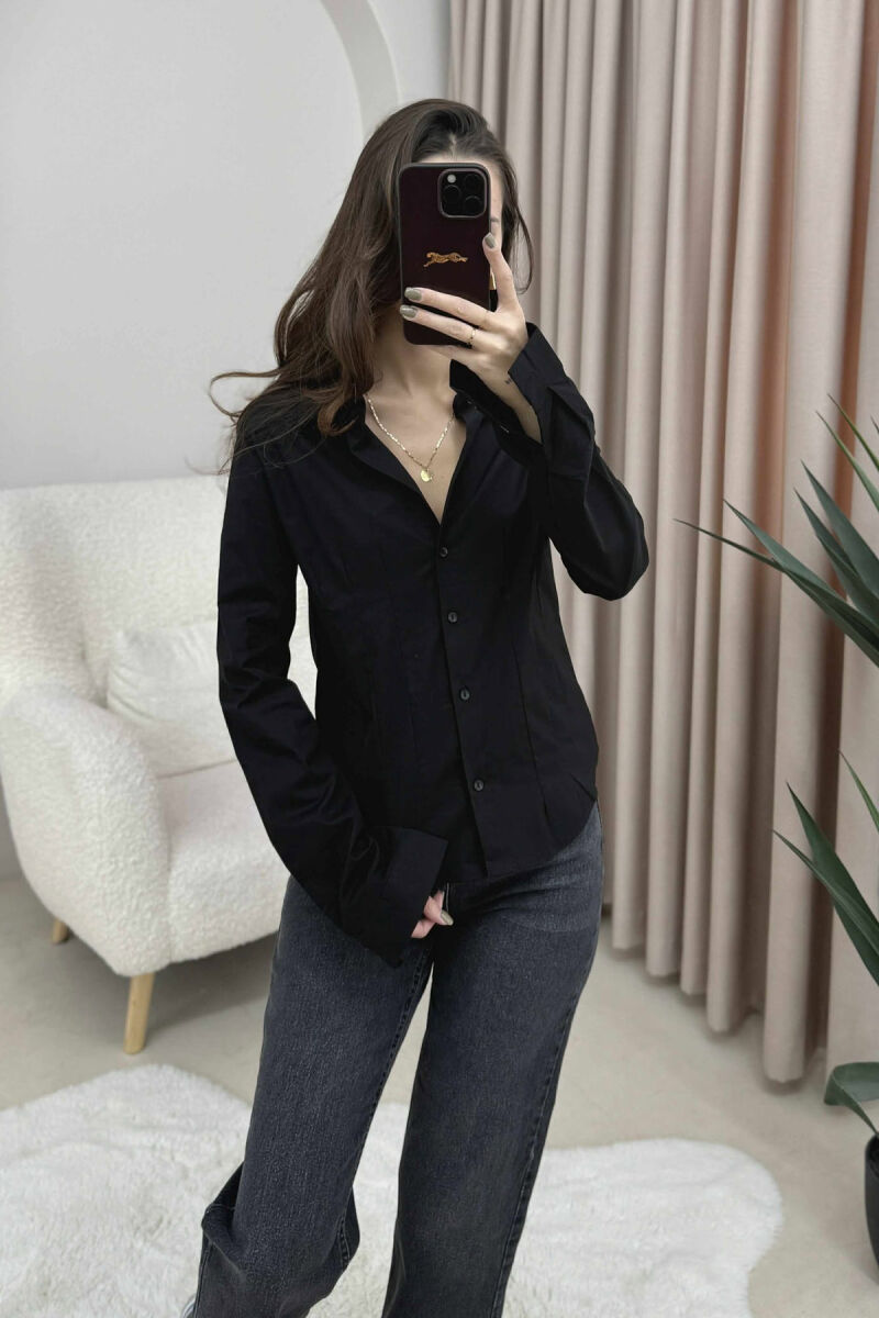 ONE COLOR SIMPLE WOMEN SHIRT BLACK/ E ZEZE - 1