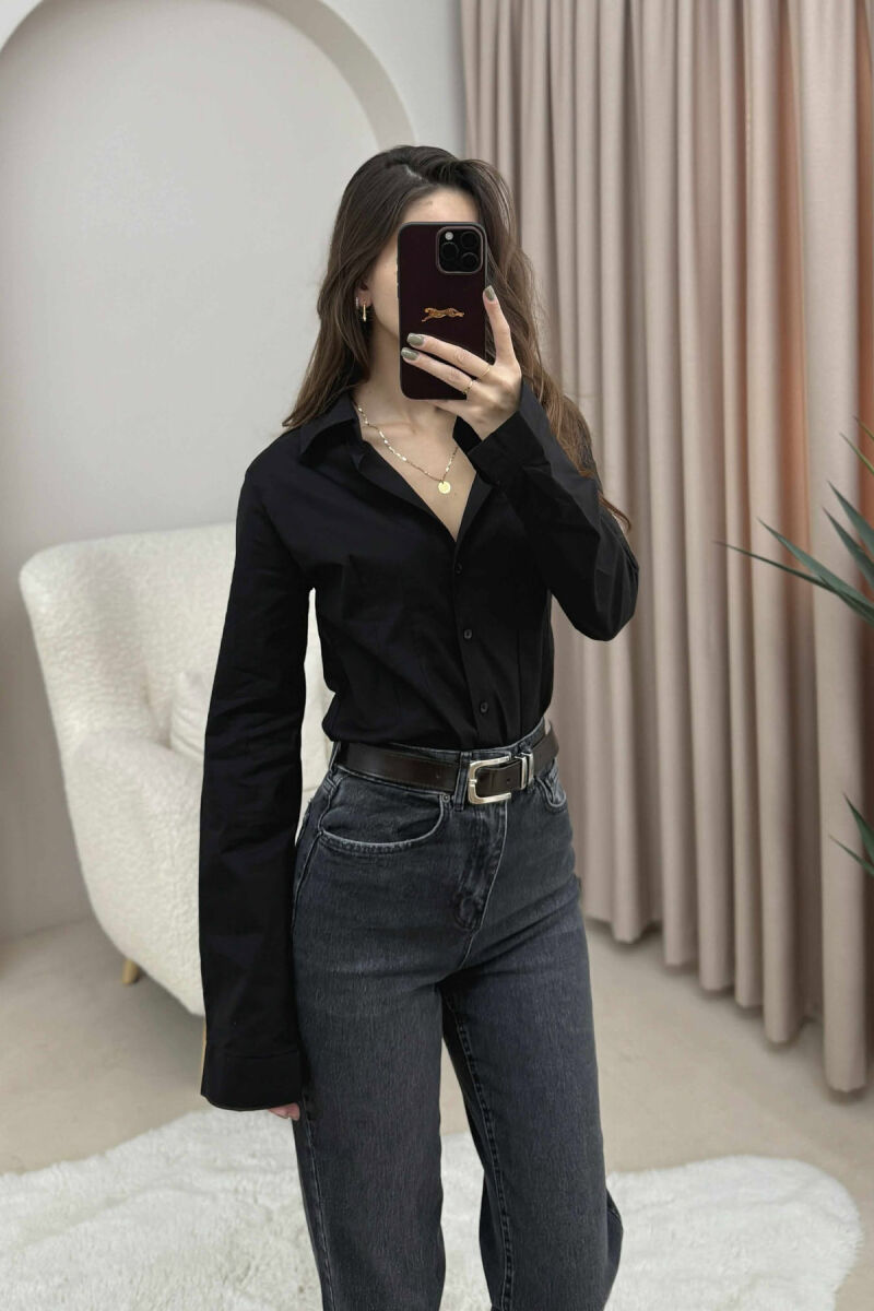 ONE COLOR SIMPLE WOMEN SHIRT BLACK/ E ZEZE - 3