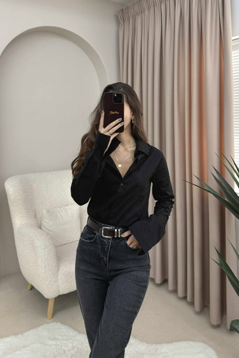ONE COLOR SIMPLE WOMEN SHIRT BLACK/ E ZEZE - 4