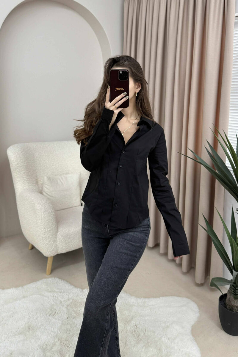 ONE COLOR SIMPLE WOMEN SHIRT BLACK/ E ZEZE - 5