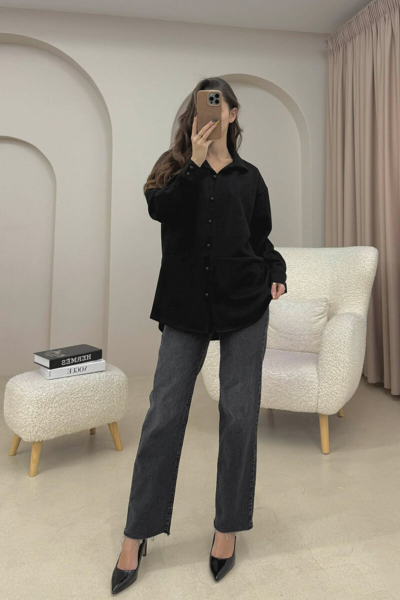 ONE COLOR SIMPLE WOMEN SHIRT BLACK/ E ZEZE - 2