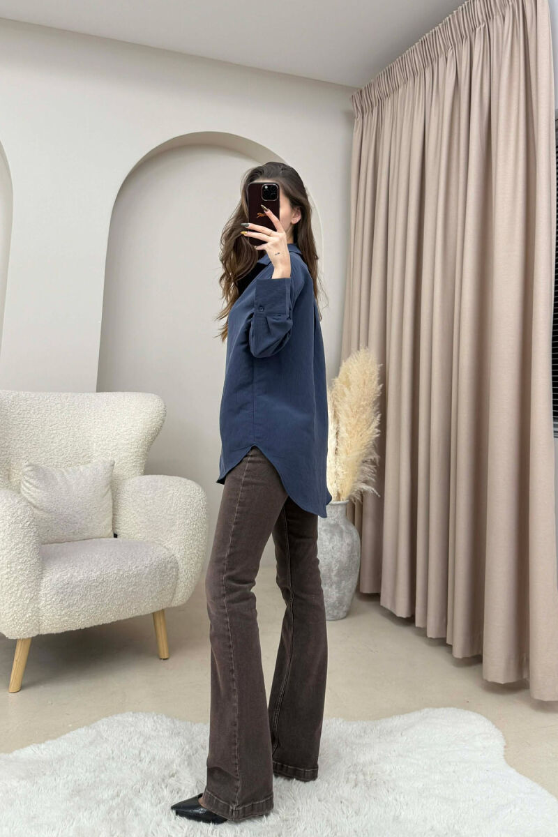 ONE COLOR SIMPLE WOMEN SHIRT BLUE/BLU - 2