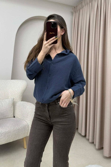 ONE COLOR SIMPLE WOMEN SHIRT BLUE/BLU - 3