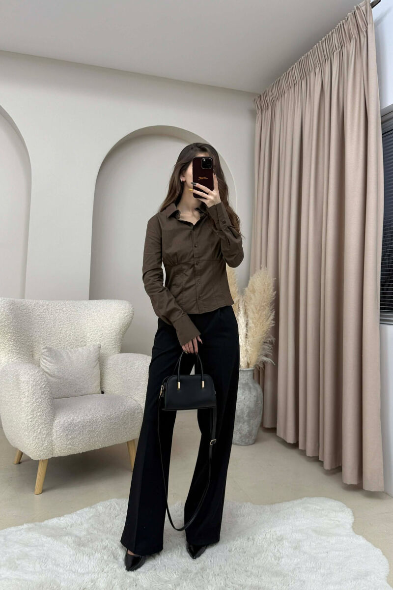 ONE COLOR SIMPLE WOMEN SHIRT BROWN/KAFE - 4