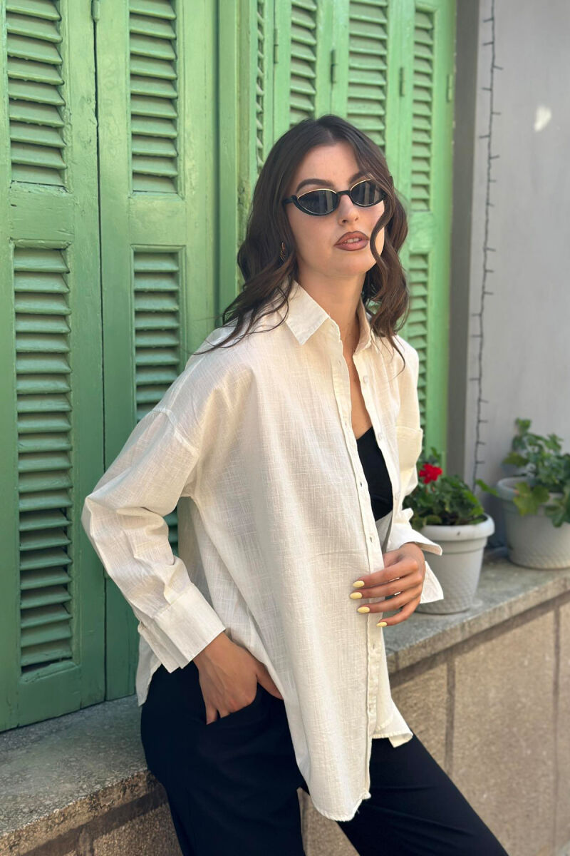 ONE COLOR SIMPLE WOMEN SHIRT CREAM/KREM - 4