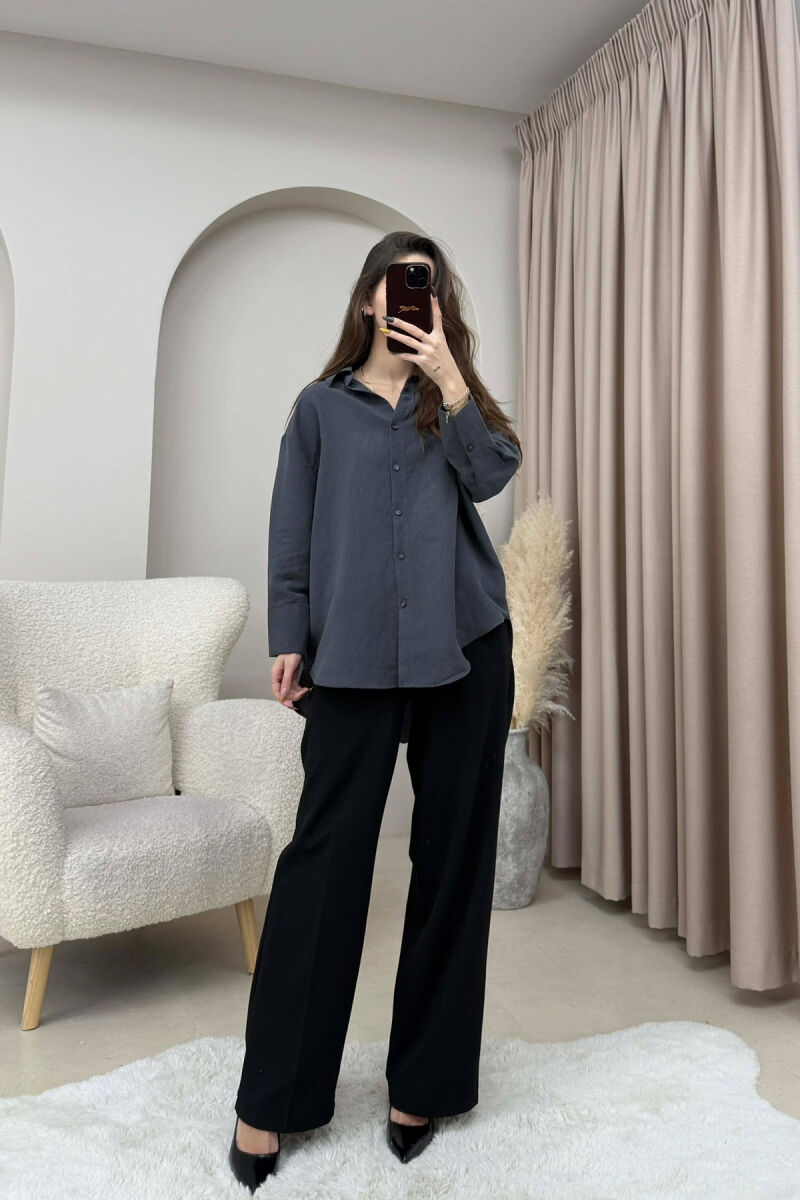 ONE COLOR SIMPLE WOMEN SHIRT DARK GREY/GEE - 1