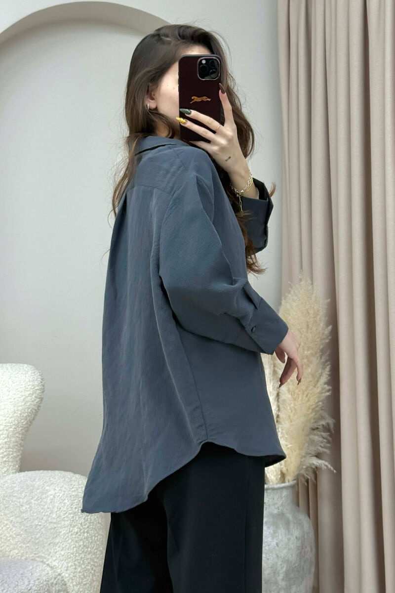 ONE COLOR SIMPLE WOMEN SHIRT DARK GREY/GEE - 4