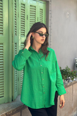 ONE COLOR SIMPLE WOMEN SHIRT GREEN/JESHILE 