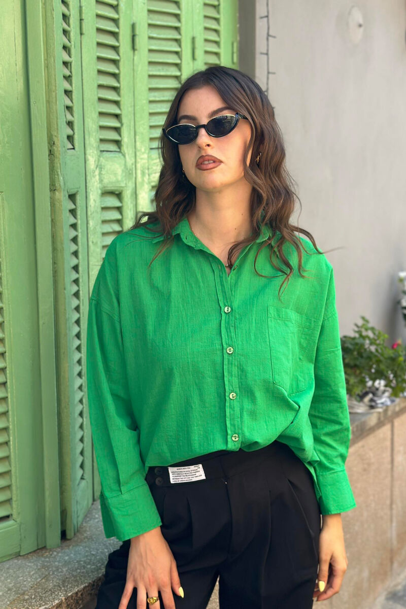 ONE COLOR SIMPLE WOMEN SHIRT GREEN/JESHILE - 2