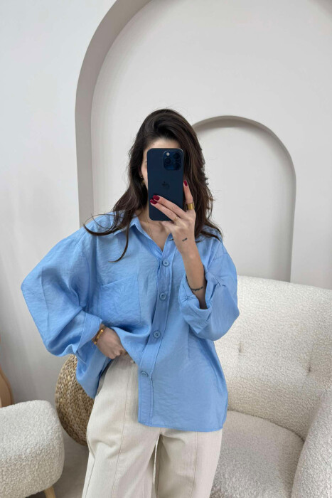 ONE COLOR SIMPLE WOMEN SHIRT LIGHTBLUE/BZ 