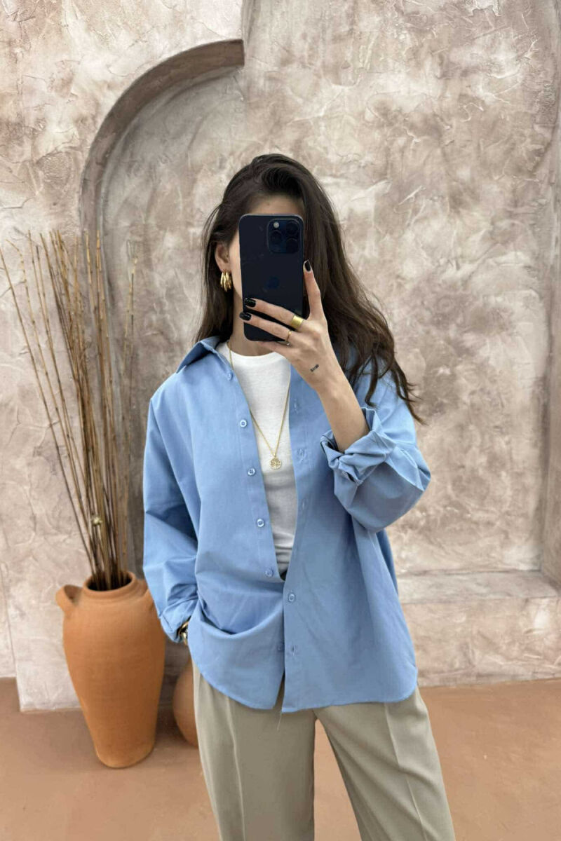 ONE COLOR SIMPLE WOMEN SHIRT LIGHTBLUE/BZ - 2