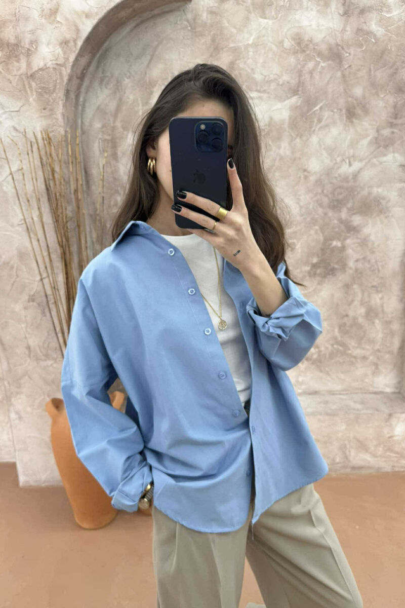 ONE COLOR SIMPLE WOMEN SHIRT LIGHTBLUE/BZ - 3