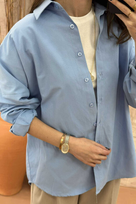 ONE COLOR SIMPLE WOMEN SHIRT LIGHTBLUE/BZ - 4