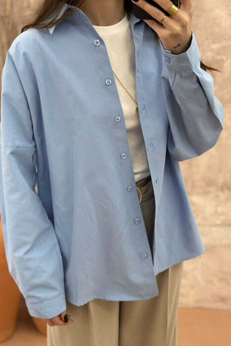 ONE COLOR SIMPLE WOMEN SHIRT LIGHTBLUE/BZ - 5
