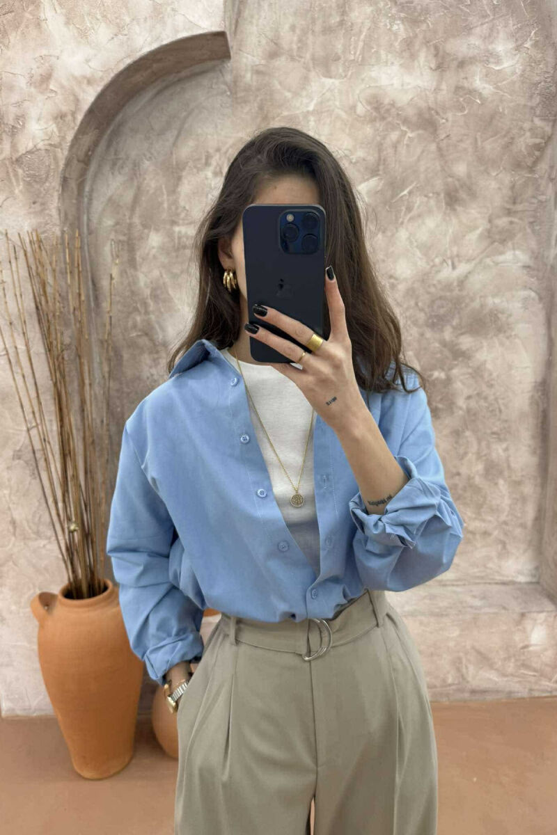 ONE COLOR SIMPLE WOMEN SHIRT LIGHTBLUE/BZ - 6
