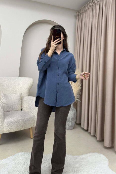 ONE COLOR SIMPLE WOMEN SHIRT LIGHTBLUE/BZ - 1