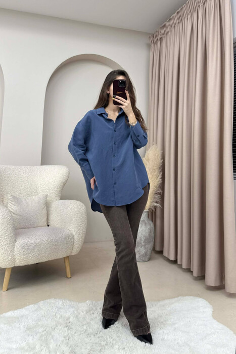 ONE COLOR SIMPLE WOMEN SHIRT LIGHTBLUE/BZ - 2