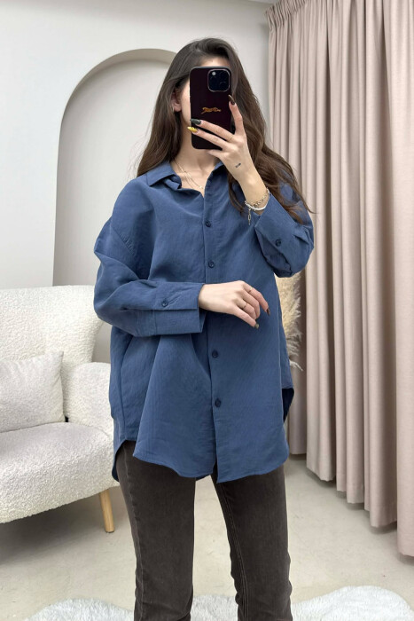 ONE COLOR SIMPLE WOMEN SHIRT LIGHTBLUE/BZ - 3