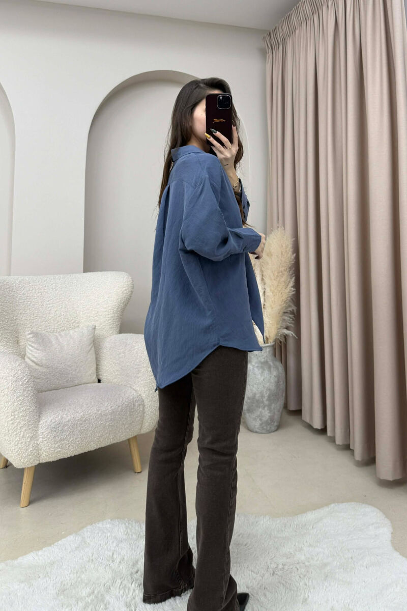 ONE COLOR SIMPLE WOMEN SHIRT LIGHTBLUE/BZ - 4