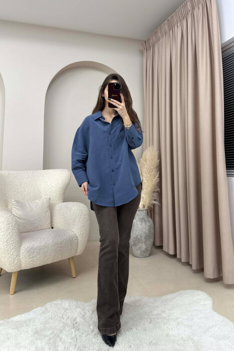 ONE COLOR SIMPLE WOMEN SHIRT LIGHTBLUE/BZ - 5