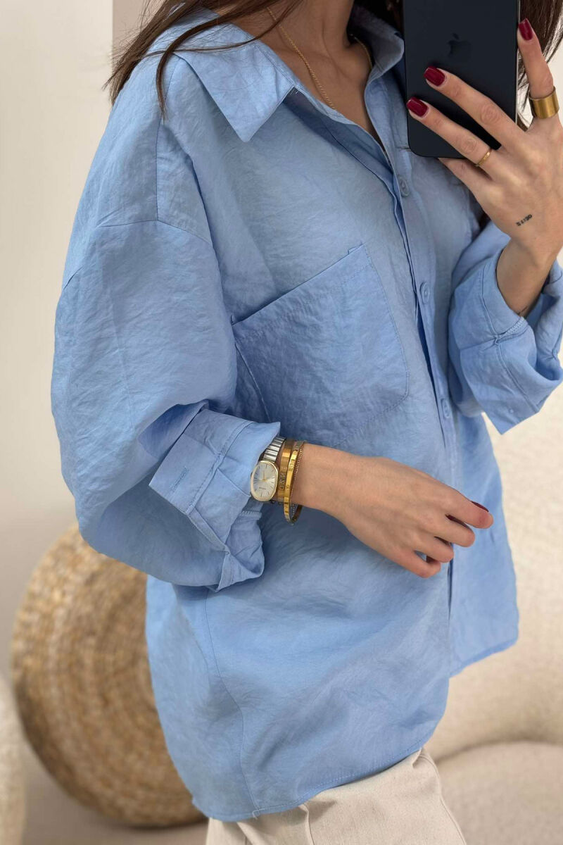 ONE COLOR SIMPLE WOMEN SHIRT LIGHTBLUE/BZ - 5